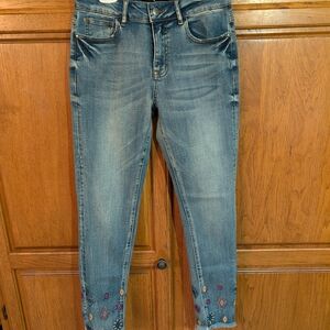 Desigual Blue Cropped Jeans with Colorful Embroidery